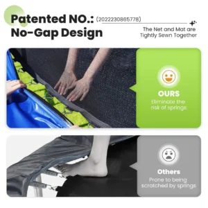 Detalhes de segurança do trampolim, cama elastica.